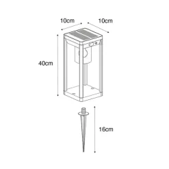 Außenpoller dunkelgrau 40 cm inkl. LED und Solar - Sonne