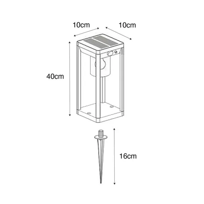 Außenpoller dunkelgrau 40 cm inkl. LED und Solar - Sonne