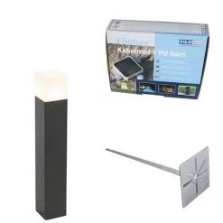 Außenpoller schwarzes Opalglas 50 cm Erdungsstift und Kabeltülle - Dänemark
