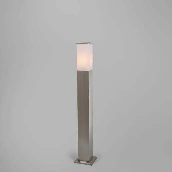Außen-Stablampe Stahl 80cm IP44 - Malios mit Erdspieß und Kabelverschraubung