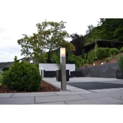 Außen-Stablampe Stahl 80cm IP44 - Malios mit Erdspieß und Kabelverschraubung