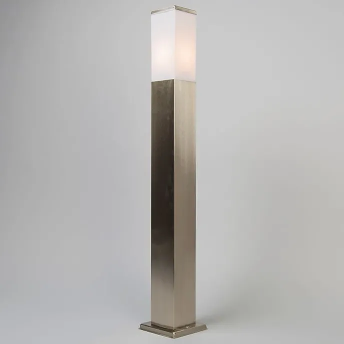 Außen-Stablampe Stahl 80cm IP44 - Malios mit Erdspieß und Kabelverschraubung