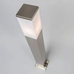 Außen-Stablampe Stahl 80cm IP44 - Malios mit Erdspieß und Kabelverschraubung