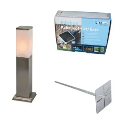 Außen-Stablampe Stahl 45cm IP44 - Malios mit Erdspieß und Kabelverschraubung