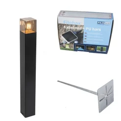 Außenstehlampe schwarz 70 cm IP44 mit Rauchglas - Dänemark