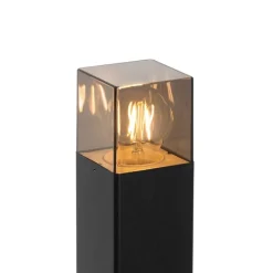 Außenstehlampe schwarz 70 cm IP44 mit Rauchglas - Dänemark