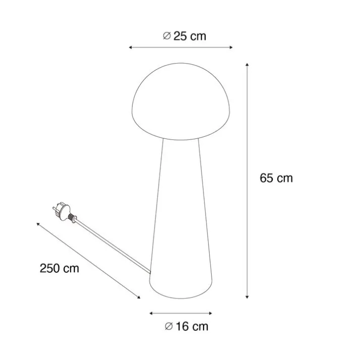 Außenstehleuchte schwarz 65 cm - Pilz