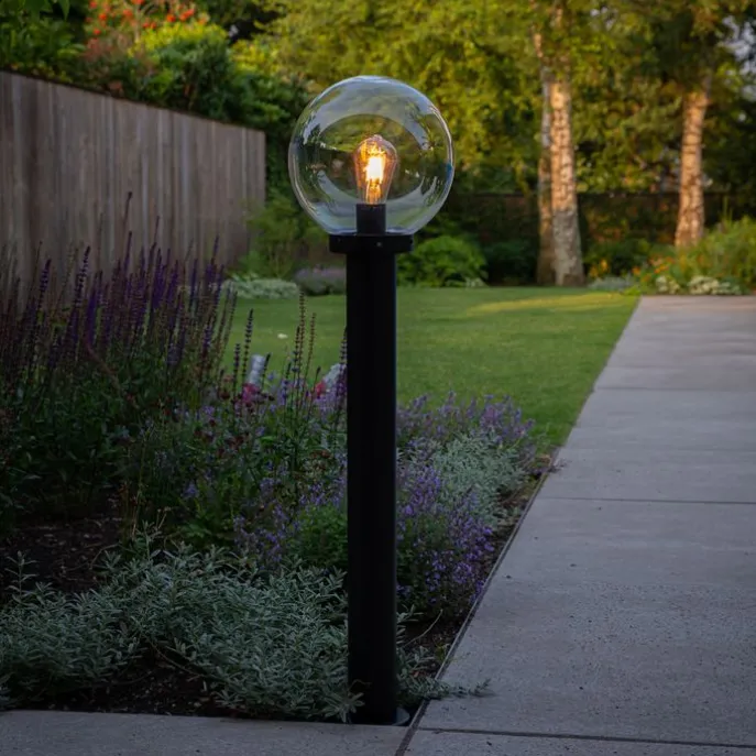 Außenstehleuchte schwarz mit klarer Kugel 100 cm IP44 - Sfera