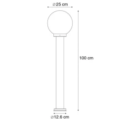 Außenstehleuchte schwarz mit klarer Kugel 100 cm IP44 - Sfera