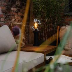 Außenstehleuchte schwarz mit klarer Kugel 50 cm IP44 - Sfera