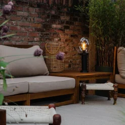 Außenstehleuchte schwarz mit klarer Kugel 50 cm IP44 - Sfera