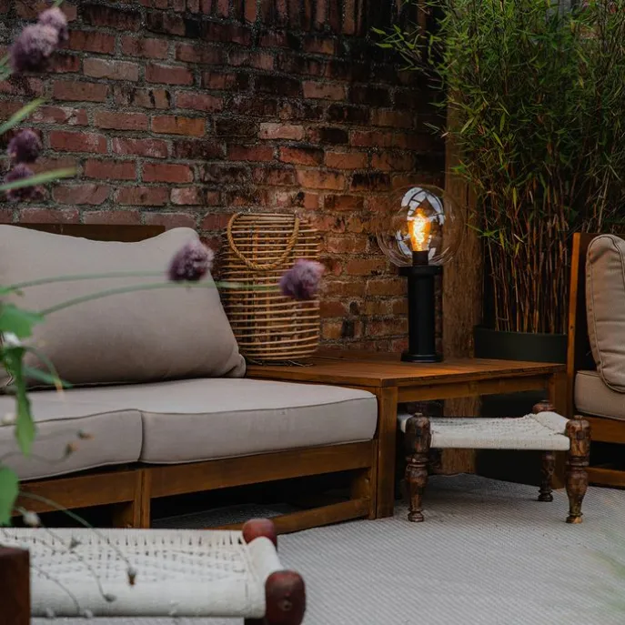 Außenstehleuchte schwarz mit klarer Kugel 50 cm IP44 - Sfera