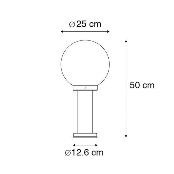 Außenstehleuchte schwarz mit klarer Kugel 50 cm IP44 - Sfera