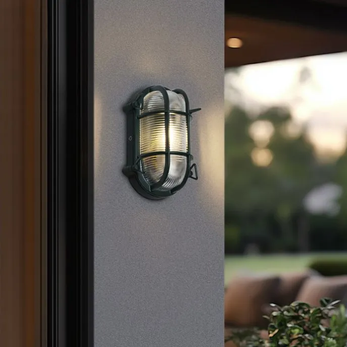 Außenwand- und Deckenleuchte Dunkelgrün Oval IP44 - Noutica