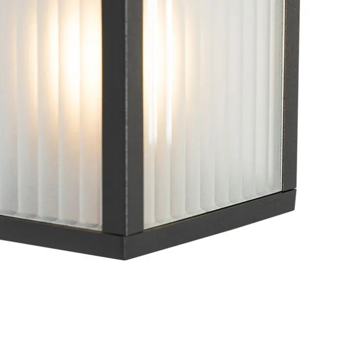 Außenwandlaterne schwarz mit geripptem Glas IP44 - Charlois