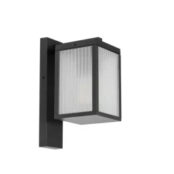 Außenwandlaterne schwarz mit geripptem Glas IP44 - Charlois