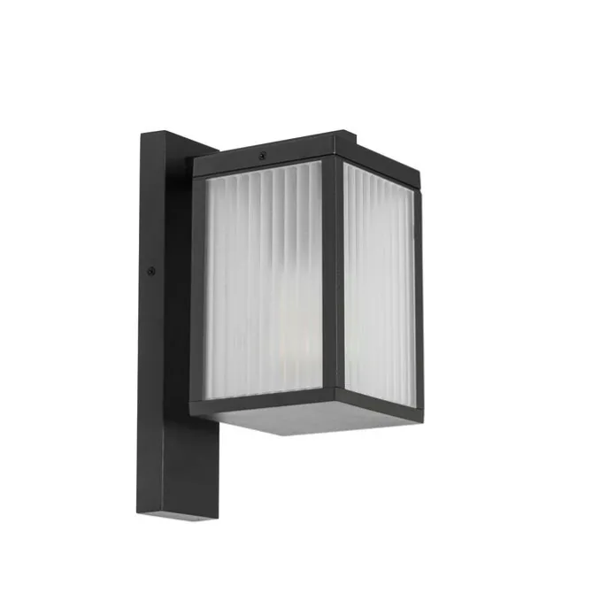 Außenwandlaterne schwarz mit geripptem Glas IP44 - Charlois