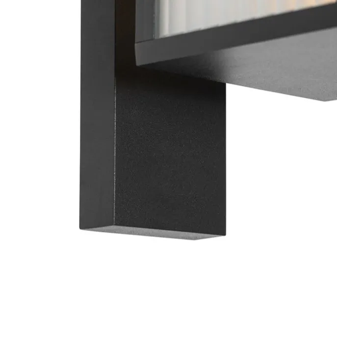 Außenwandlaterne schwarz mit geripptem Glas IP44 - Charlois