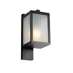 Außenwandlaterne schwarz mit geripptem Glas IP44 - Charlois