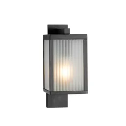 Außenwandlaterne schwarz mit geripptem Glas IP44 - Charlois