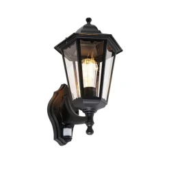 Außenwandlaterne schwarz mit Bewegungssensor IP44 - Havanna