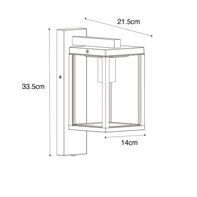Außenwandlaterne schwarz mit geripptem Glas und Hell-Dunkel-Sensor - Charlois