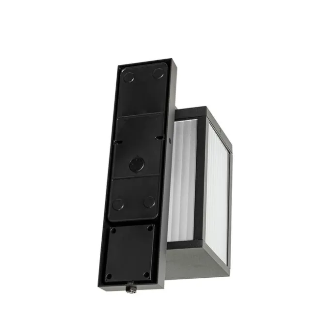 Außenwandlaterne schwarz mit geripptem Glas und Hell-Dunkel-Sensor - Charlois