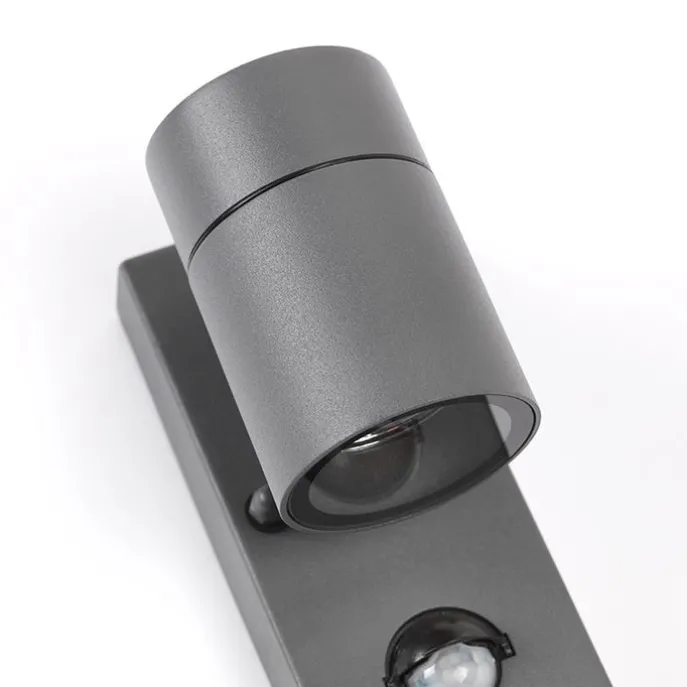 Außenwandleuchte Anthrazit IP44 mit Bewegungssensor - Solo