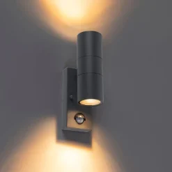 Außenwandleuchte Anthrazit 2-flammig IP44 mit Bewegungsmelder - Duo