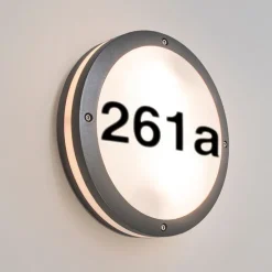 Außenwandleuchte anthrazit mit Hausnummer IP54 - Glow