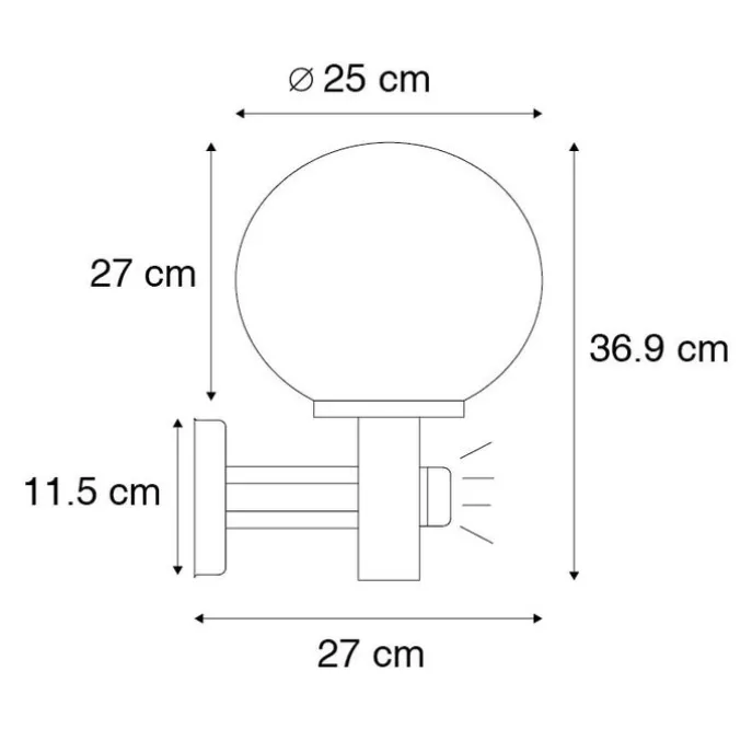 Außenwandleuchte aus Edelstahl IP44 mit Bewegungsmelder - Sfera