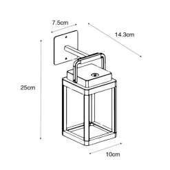 Außenwandleuchte dunkelgrau inkl. LED wiederaufladbar - Yara