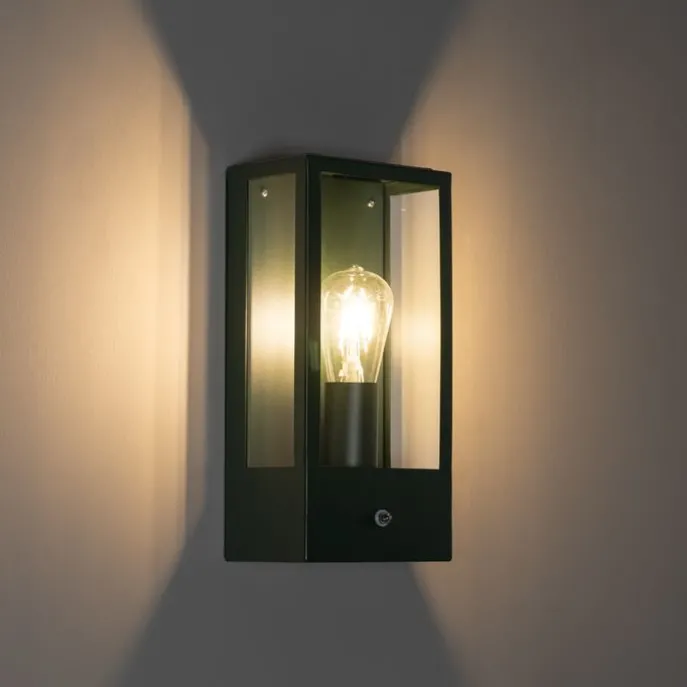 Außenwandleuchte dunkelgrün mit Dämmerungssensor IP44 - Rotterdam