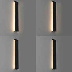 Außenwandleuchte schwarz 60 cm inkl. LED 4-stufig dimmbar mit Solar - Serena