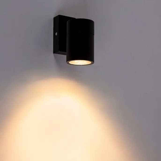 Außenwandleuchte Schwarz Edelstahl GU10 50mm IP44 - Solo