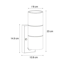 Außenwandleuchte schwarz 2-flammig AR70 mit Bewegungssensor - Duo