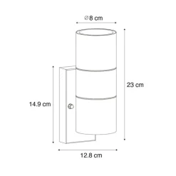 Außenwandleuchte schwarz 2-flammig AR70 mit Hell-Dunkel-Sensor - Duo