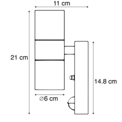 Außenwandleuchte schwarz 2-flammig mit Bewegungssensor IP44 - Duo