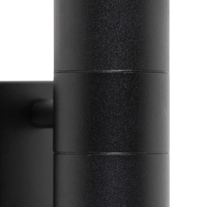 Außenwandleuchte schwarz 2-flammig mit Bewegungssensor IP44 - Duo