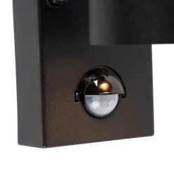 Außenwandleuchte schwarz 2-flammig mit Bewegungssensor IP44 - Duo