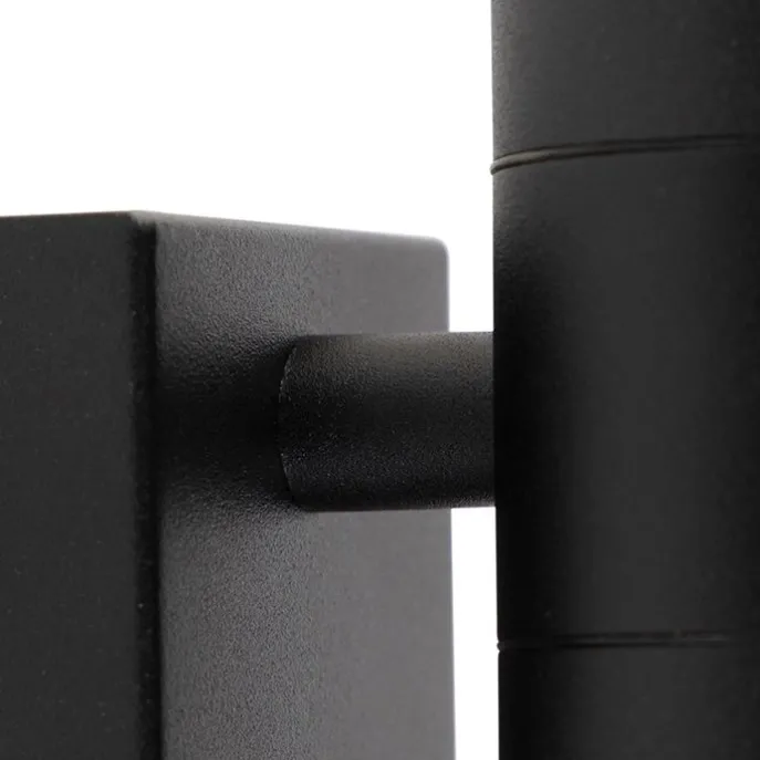 Außenwandleuchte schwarz 2-flammig mit Bewegungssensor IP44 - Duo