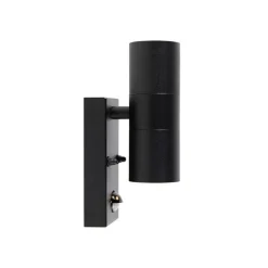 Außenwandleuchte schwarz 2-flammig mit Bewegungssensor IP44 - Duo