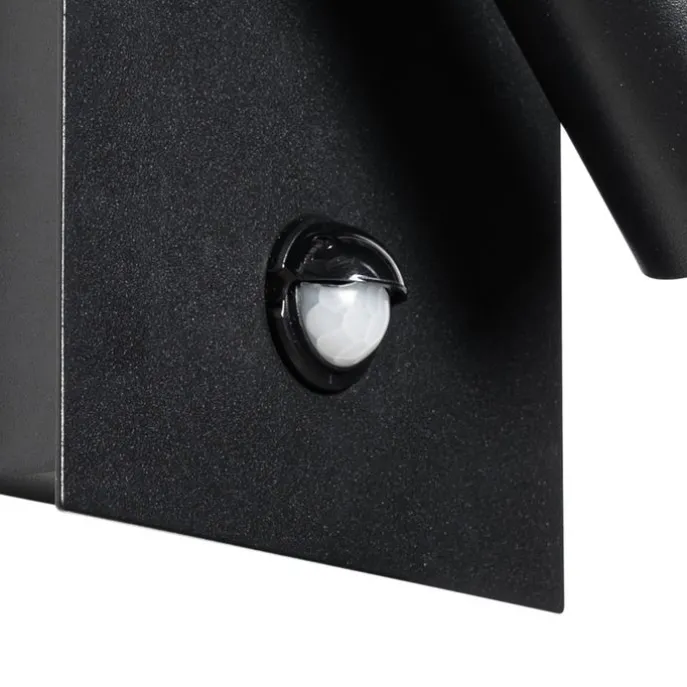 Außenwandleuchte schwarz inkl. LED IP54 Bewegungssensor - Simon