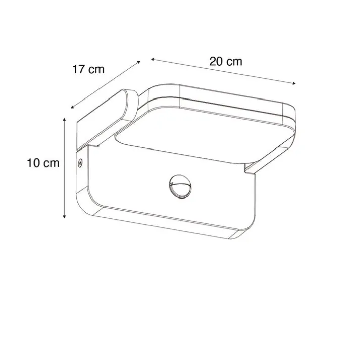 Außenwandleuchte schwarz inkl. LED verstellbar mit Bewegungssensor - Kamile