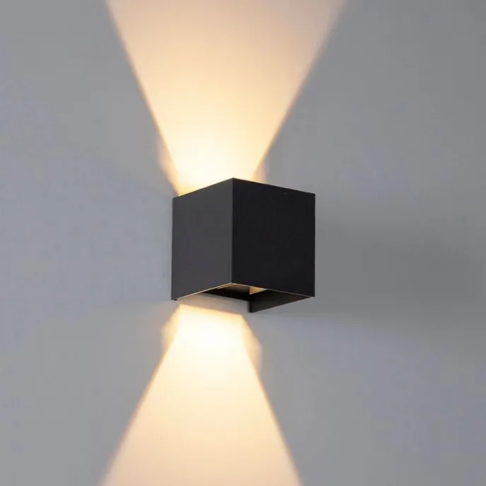 Außenwandleuchte schwarz inkl. LED 2-flammig IP54 - Edwin