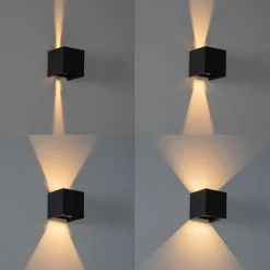 Außenwandleuchte schwarz inkl. LED 2-flammig IP54 - Edwin