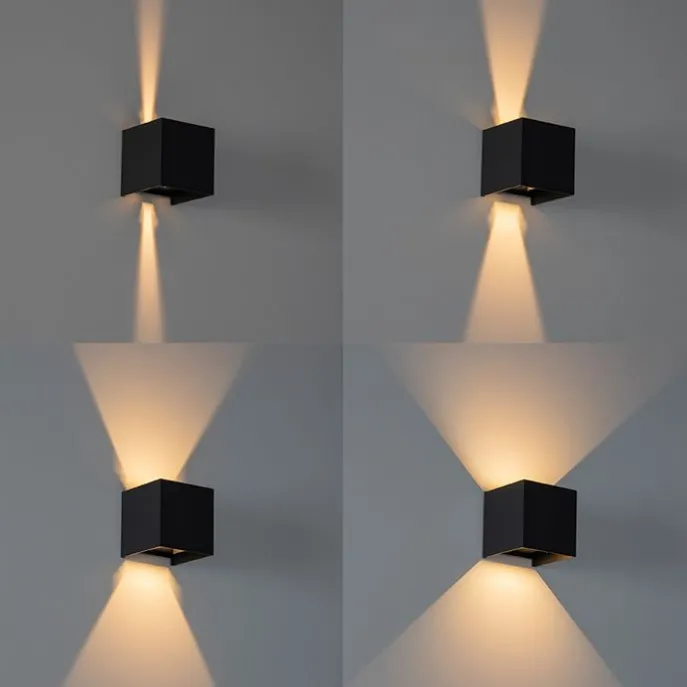 Außenwandleuchte schwarz inkl. LED 2-flammig IP54 - Edwin