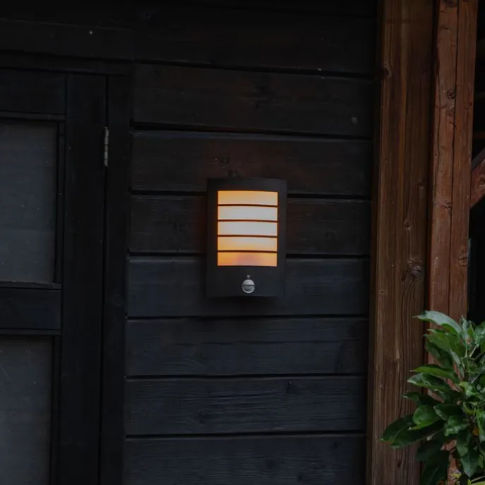 Außenwandleuchte schwarz IP44 mit Bewegungssensor - Miro