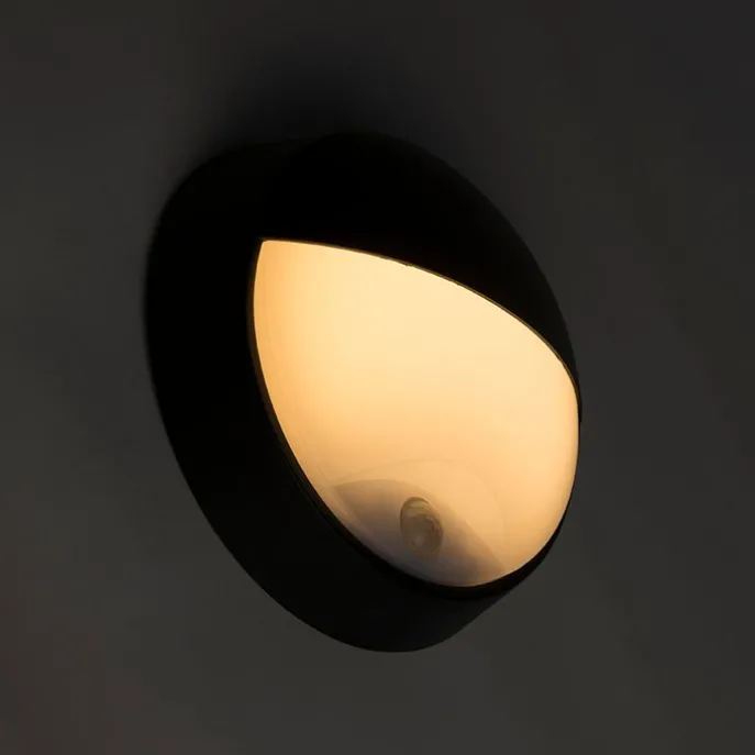 Außenwandleuchte schwarz inkl. LED mit Bewegungsmelder IP54 - Hortus