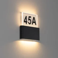 Außenwandleuchte schwarz inkl. LED mit Hausnummern IP54 - Kandi